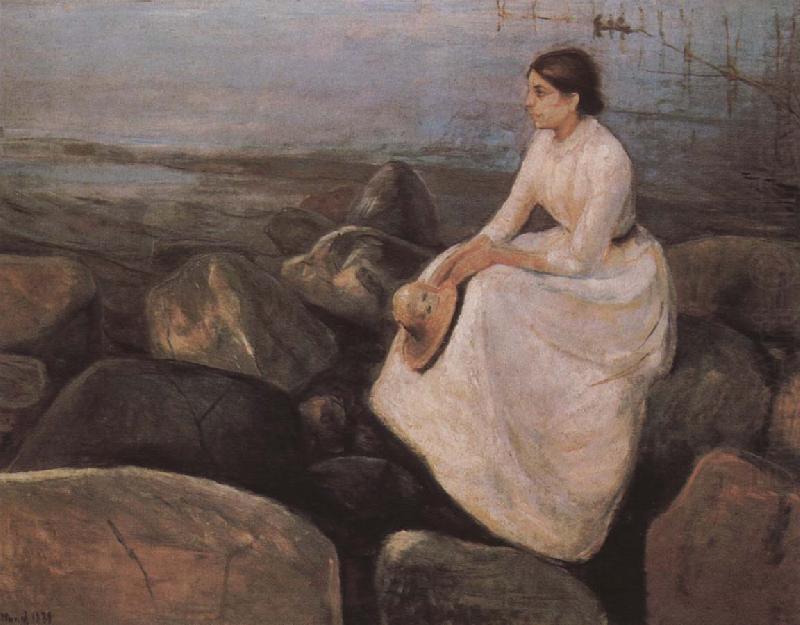 Edvard Munch The girl  at the sea bank oil painting picture
